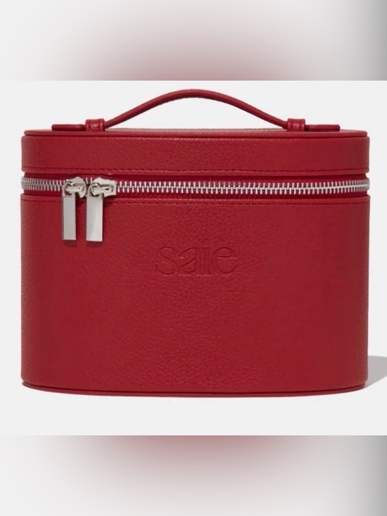 Saie Handbags - Saie Red Pebbled Leather Top-Handle Cosmetic Case